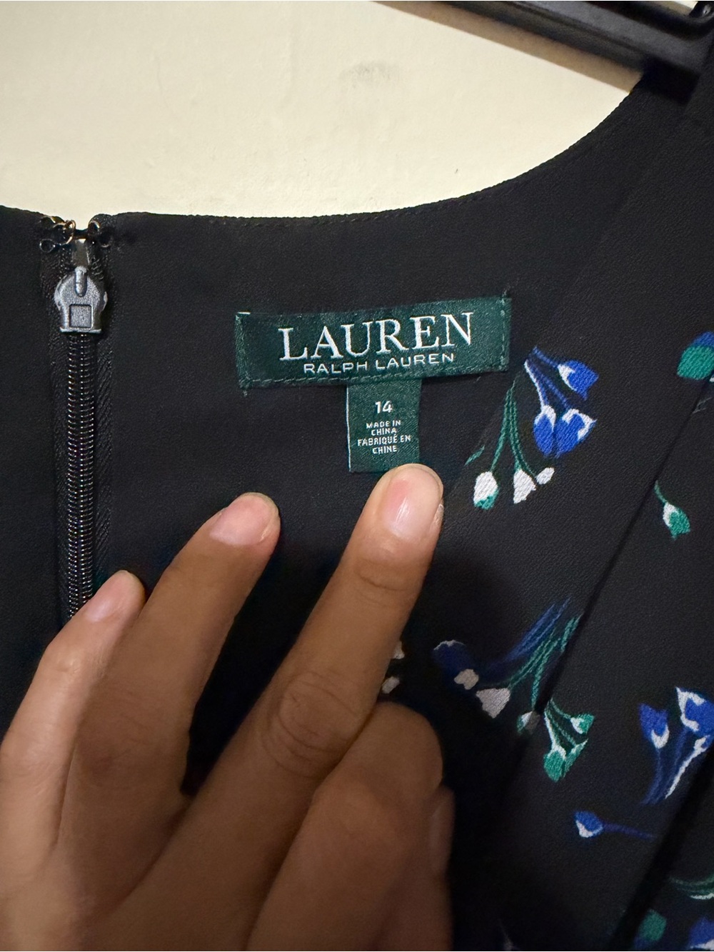 Lauren Ralph Lauren Black Dress with Blue and Green Floral Print